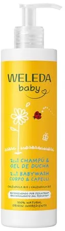 Weleda - Champú y Gel de Ducha Caléndula BIO 2 en 1 para Bebés y Pieles Sensibles, con Aceite de Almendra y Sésamo, Natural, Vegano y Suave con los Ojos - 400 ml
