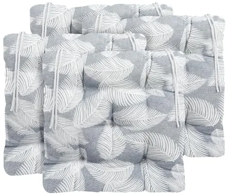 CHELY INTERMARKET Cojines Silla 50x50cm Pack 4 Unidades Relleno Mullido Pluma Gris 5 Pespuntes Acolchado Exterior Interior Decorativos Suaves Estables Lavables Terraza Jardín