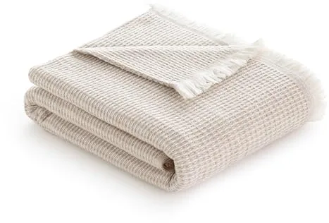 Todocama - Manta de Algodón Extrasuave con Diseño GOFRE, Colcha Multiusos Four Seasons para Sofá, Cama, Funda Decorativa y Manta Fular, (Beige Arena, 120x180cm)