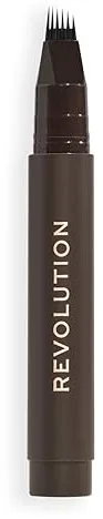 Revolution Instant Brow Hair Pen, Aplicador de Precisión para Trazos Tipo Pelo, Lápiz de Cejas de Larga Duración, Marrón Oscuro, Vegano y Libre de Crueldad, 1,8 ml