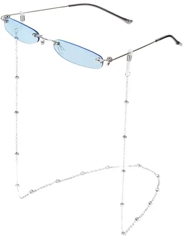 MEGAVOW Gafas de Sol sin Montura Cuadradas, Correa Gafas, Ultra Pequeña, Rectangulares Vintage Gafa de Moda para Mujer Hombre, Moda Accesorio, Modernas