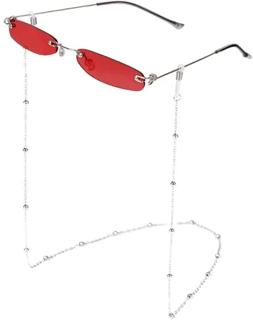 MEGAVOW Gafas de Sol sin Montura Cuadradas, Correa Gafas, Ultra Pequeña, Rectangulares Vintage Gafa de Moda para Mujer Hombre, Moda Accesorio, Modernas