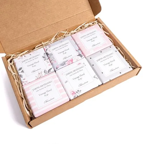CABRERIZO SOAP Jabones para regalar de aceite oliva y azahar - Jabones artesanales 6 x 65 g - Pastilla de jabon natural de manos y cuerpo con Aceites esenciales Azahar, Limón y Bergamota
