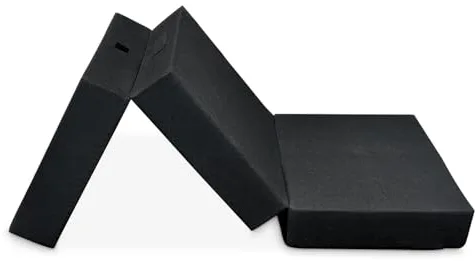 Duérmete Online - Colchón Plegable Eureka para Invitados con Cierre y Asa, Espuma de Gran Densidad y Funda en Tejido Transpirable Gris Oscuro, 135 x 190