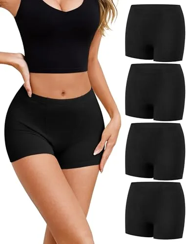 Ocexteur Boxer Mujer Bragas Pantalónes Cortos Culotte Shorts Braguitas Bóxer Elástico de Algodón Ropa Interior Cómodas y Suaves Pack de 4