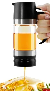 NERTHUS FIH 1479 Tarro de miel 350ml, dispensador de vidrio con base de silicona, libre de BPA, dosificador con botón de presión, fácil de rellenar y limpiar