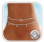 Nelytiya Tobillera Plata de Ley 925 Mujer Hipoalergénicos Impermeable Verano Tobilleras Pulseras Mujer