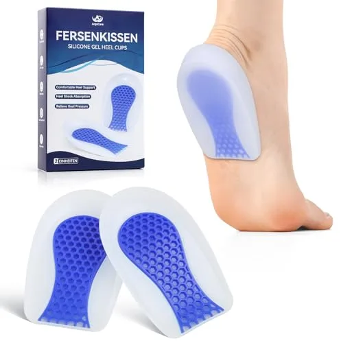 AnjoCare Taloneras de Gel de Silicona, Almohadillas para Talón para aliviar la presión, soporte y amortiguación del talón, Copa Taloneras de Gel Transpirable para Hombre y Mujer (1 Par)