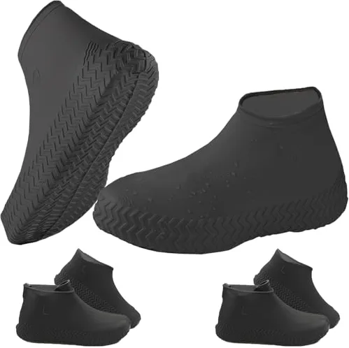 Ahigh Cubre Zapatos Impermeable, Protector Calzado Lluvia, Desechables/Reutilizables de látex cubrezapatos impermeable, Calzado para Moto Hombre Lluvia, para lluvia, días de nieve, 3 Pares EU 43-46