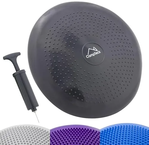 CampTeck U7292 Cojin Equilibrio Disco Vestibular Inflable 32cm con Bomba de Mano para el Entrenamiento del Balance, Agilidad, Gimnasio, Yoga, Sentada Cómoda - Negro
