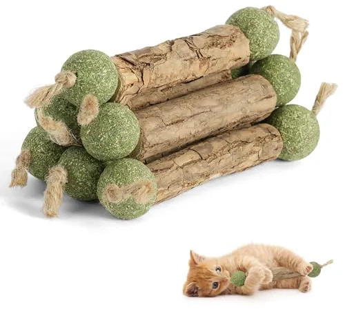 OSDUE Palitos de Catnip para Gatos, 6 Piezas Masticar Palos Gato Naturales Matatabi Silvervine Palos Juguetes de Hierba Gatera de Limpieza de Dientes y Liberación de Estrés Palillos para Masticar