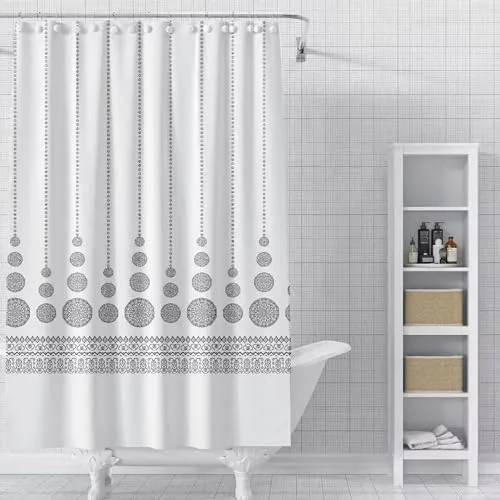 IM® Cortina de Ducha de Tela Resistente al Agua y Moho, 180 x 200 cm, con 12 Anillas -Certificado Oeko-Tex® Standard 100 - Cortinas de Baño Lavable, Impermeable, para Bañera y Ducha