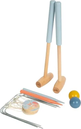 small foot Croquet Garden Buddies Madera, Robusto Exterior simpáticos Motivos Animales a Partir de 3 años 12646, Multicolor, 12 x 4 x 45 cm (mazza da, Ø 5 cm (palle)