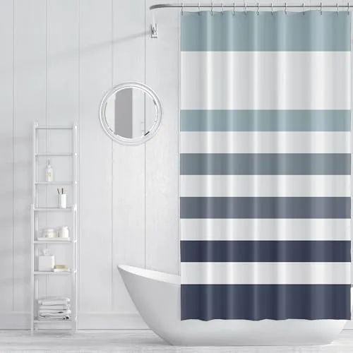 IM® Cortina de Ducha de Poliéster 180An x200Al cm, con 12 Anillas PEVA - Certificado Oeko-Tex® Standard 100 -Cortinas de Baño Tela Lavable, Impermeable, Secado Rápido, Ideal para Bañera y Ducha
