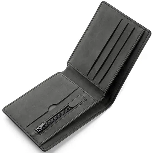 KEYRI Carteras para Hombre con Tarjetero, Compartimentos para Billetes y Monedero Billetera para el Trabajo, Negocios, Uso Diario o Viajes Wallet Leather Billeteras para Hombre (Negro)