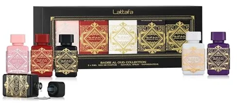 Lattafa Badee Al Oud Collection, Set de Miniaturas de Perfume Oriental, 5 x 5 ml, Edición Limitada