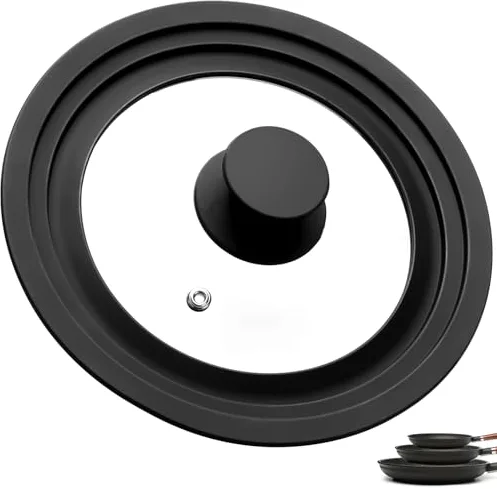 Tapa Sarten Universal 16 cm 18 cm 20 cm, Tapas Universales de Cristal, Tapa para Sartenes y Ollas, Utensilios de Cocina, con Borde y Perilla de Silicona Resistente al Calor