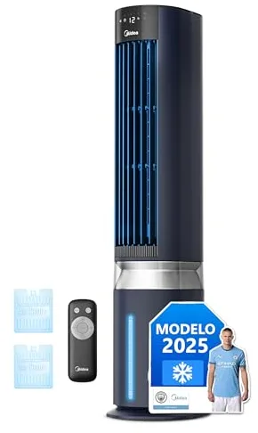 MIDEA Climatizador Evaporativo 3 en 1 con Control Remoto - Ventilador de Agua, Enfriador de Aire, y Humidificador con 6 Velocidades y Oscilación 85º - Climatizador Frio con Tanque de Agua 7L y Filtro