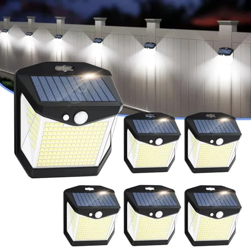 Solar Luz LED Exterior Movimiento - 248 LED Luces Solares 6 Paquete IP65 Impermeable Sensor de Movimiento 270° Foco Solar Exteriores Lampara Aplique Solares Potente para con Iluminacion Terraza jardín