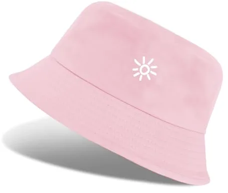 Nadeer Gorro de Pescador Mujer Sombrero de Pescador Plegable Sombrero de Cubo Algodón Bucket Hat para Hombre Unisex Verano Senderismo al Aire Libre(Rosa-B,Talla única)