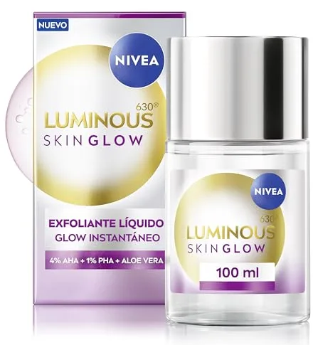 NIVEA LUMINOUS630 SKIN GLOW Exfoliante Líquido (100 ml), peeling sin aclarado para una exfoliación suave y eficaz de la piel, exfoliante facial con AHA, PHA y Aloe Vera para todo tipo de piel