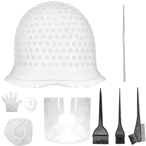 Guyode Gorro Mechas Silicona Gorro de Silicona kit Reutilizable Mechas Suave y Fácil de Limpiar se Aplica a Accesorios para Teñir el Cabello en Casa para Salón de Belleza de Niñas y Damas