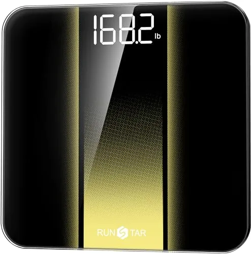 Báscula de baño digital RunStar, báscula de alta precisión, con pantalla LED retroiluminada, precisa con vidrio templado de 6 mm, 180 kg/400 lb