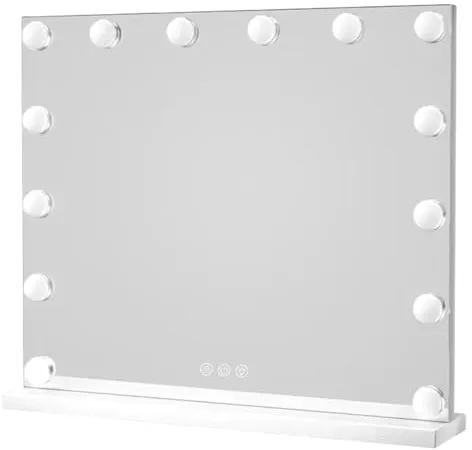 Mi Ko Mi Ka Espejo de Maquillaje con Iluminación LED: Tocador con 15 Bombillas, 3 Modos de Luz, Control Táctil, USB Recargable | Espejo de Maquillaje con Aumento y Luz para Maquillaje (Grande)