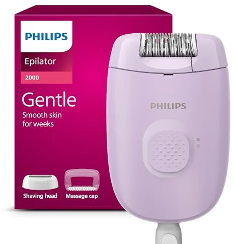 Philips Depiladora Serie 2000, depiladora con cable para el cuerpo y las zonas sensibles, depila y afeita, dispositivo para eliminar el vello para mujeres, BRE237/00