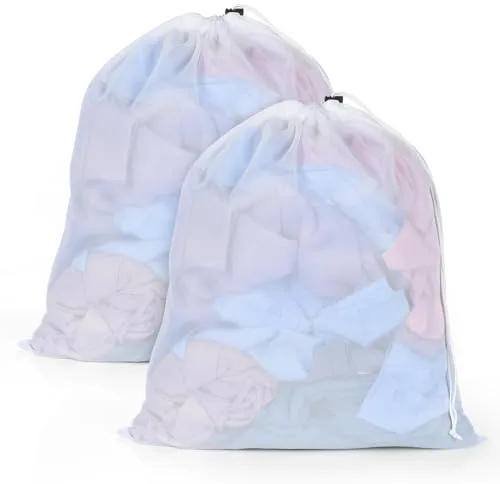 OTraki 2 Piezas Bolsas para Lavadora,40 x 50cm Saco para la Colada con Cordón,Bolsa Lavadora Ropa Delicada, Bolsas de Colada de Malla para Prendas íntimas, Ropa Delicada y lencería, Sujetador