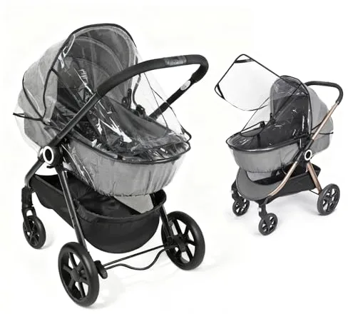 Plastico Lluvia Silla Paseo Universal, Plástico Lluvia Capazo Universal con Ventana, Transpirable Protector Lluvia Carro Bebe Universal, EVA de Calidad Alimentaria, Fácil de Instalar, Transparente