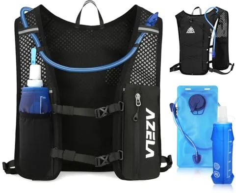 Chaleco Hidratacion, Mochila de Hidratación, Mochila Hidratacion, Chaleco de Hidratación con Soft Flask 500ml+ Bolsa de Agua 2L, Running Vest, Mochila Ajustable para Correr Trail Running Marathoner