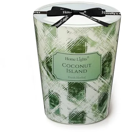 HomeLights Velas de 1 mecha para el hogar Vela de mezcla de cera de soja de 6.7oz con fragancia duradera, Decoración del hogar con diseño minimalista escandinavo, Isla de cocos