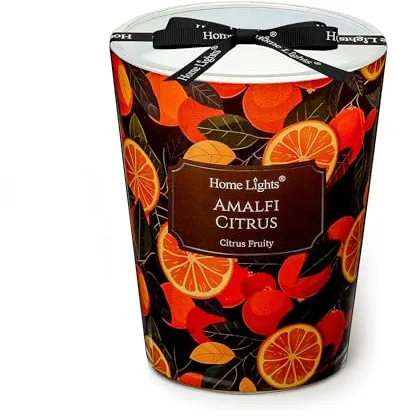 HomeLights Velas de 1 mecha perfumadas para el hogar Vela de mezcla de cera de soja de 6.7oz con fragancia duradera. Decoración ecléctica de estilos mixtos, Cítricos de Amalfi