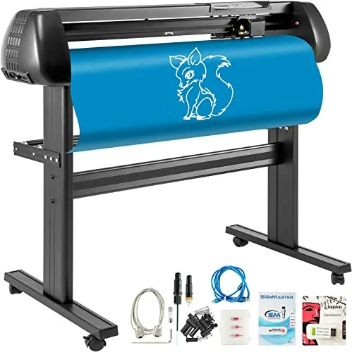 VEVOR Máquina Cortadora de Vinilo con Soporte de Piso, Plóter de Vinilo Cutter Plotter, Memoria128K-2M, 28 Inch de Fuerza y Velocidad Ajustables para La Fabricación de Signos