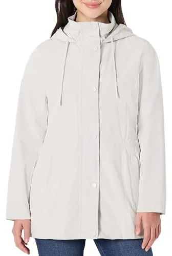 Amazon Essentials Chaqueta Impermeable con Capucha Larga, Ligera y de Corte Holgado Mujer, Blanco Roto, S