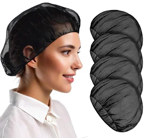 Nogeqi 4 redes elásticas para pelo de cocina, gorro elástico para mujer y unisex, ajustable, para dormir, reutilizable y lavable, sombrero para taller