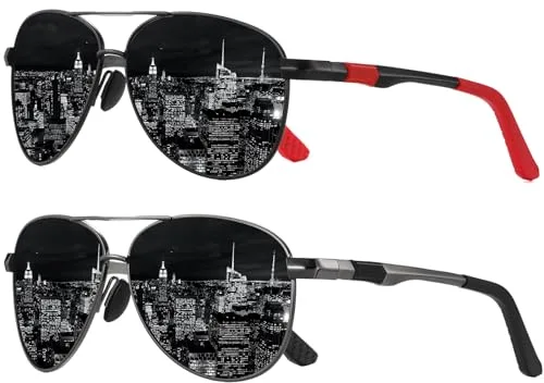 LEDING&BEST Polarizadas Gafas de Sol para Hombre y Mujer Aviador Montura metálica ultraligera e irrompible Protección UV400 Conducir Piloto