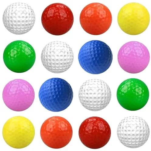 Kiuiom Mini Bolas de Golf Colores,Pelota de Golf de Colores Mezclados,Bolas Blandas Entrenamiento,Ideal para el Entrenamiento en Casa y en el Jardín,Multicolor,16 Piezas
