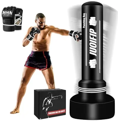 YORWHIN 180cm Pesado Saco de Boxeo Adultos con Guantes de Boxeo, Freestanding Saco Boxeo Inflable Kickboxing Bolsa para Entrenamiento MMA Muay Thai Fitness
