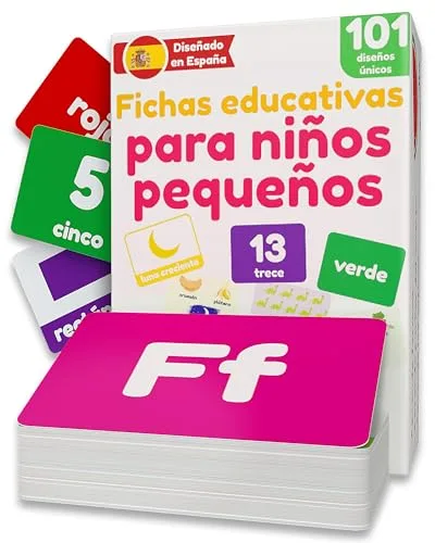 Fichas educativas para niños pequeños | Tarjetas Bebés 1-3 Años | Flashcards Alfabeto Infantil | Letras Números ABC Colores Formas Animales | 101 Tarjetas Aprendizaje | Juguete Desarrollo Lenguaje