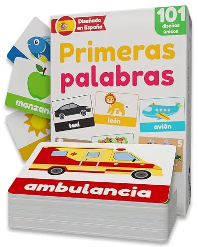 Primeras Palabras | Tarjetas Educativas Bebés 1 2 3 Años | Flashcards Primeras Palabras | Tarjetas Aprendizaje Infantil | 101 Tarjetas Únicas | Desde 12 Meses | Juguete Desarrollo del Lenguaje