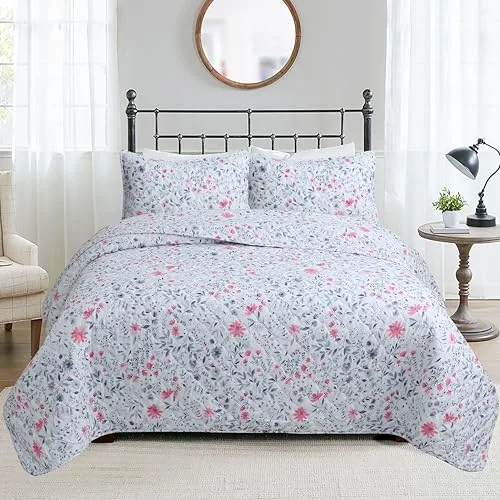 Colcha Boutí Cama 90 (180x270) Estampada – Cubrecama Ligero y Transpirable para Verano y Entretiempo – Algodón y Poliéster – Incluye 1 Funda Almohada (50x70) – Acabado Punta Redonda (Cancún)