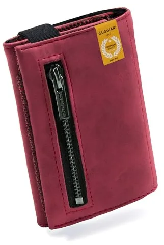 GUGGIARI® Cartera Hombre Cuero de Calidad-Cartera Suave con Monedero, Billetera y Tarjetero - Billeteras, Cartera RFID Antirrobo - (Rubino)