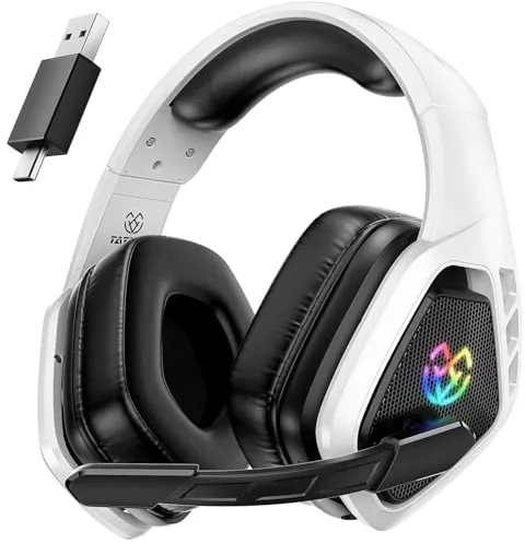 Tatybo Cascos Gaming Inalámbricos 7.1 para Ps5/Ps4/PC, Auriculares Bluetooth con Micrófono con Cancelación de Ruido, 2.4GHz USB-C, 40H+ Batería para Switch/Mac/Portátil