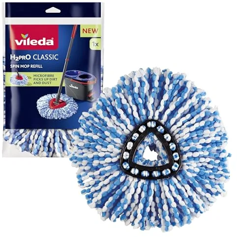 Vileda H2PrO Recambio de mopa giratoria, Recambio de Cabezal de mopa, Eliminación de Suciedad persistente, Limpieza con Microfibra, Lavable a máquina, Duradera, para Todos los Suelos Duros sellados