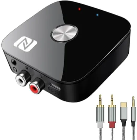 Receptor Bluetooth 5.3 HiFi, Receptor Bluetooth Jack 3.5 RCA, Adaptador Bluetooth Audio para Amplificador, Receiver Estéreo Casa Coche, Largo Alcance y Baja Latencia