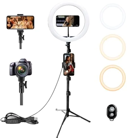 Rukk© Aro de Luz con Tripode | 10” 3 Modos con Control Remoto 10 Brillos Regulables| Anillo de Luz para Movil| Ring Light |TikTok, Maquillaje, Selfie, Streaming, Youtube, Twich Live