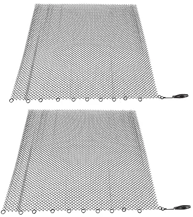 Cortina de pantalla de malla para chimenea de acero inoxidable, protección chispas para chimenea de madera, 2 paneles negros (24 x 20 pulgadas)