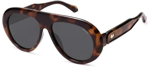 SOJOS Gafas de sol polarizadas de gran tamaño para mujer y hombre, estilo retro vintage de los años 70, protección UV, SJ2390, Tortuga oscura/gris, X-Large